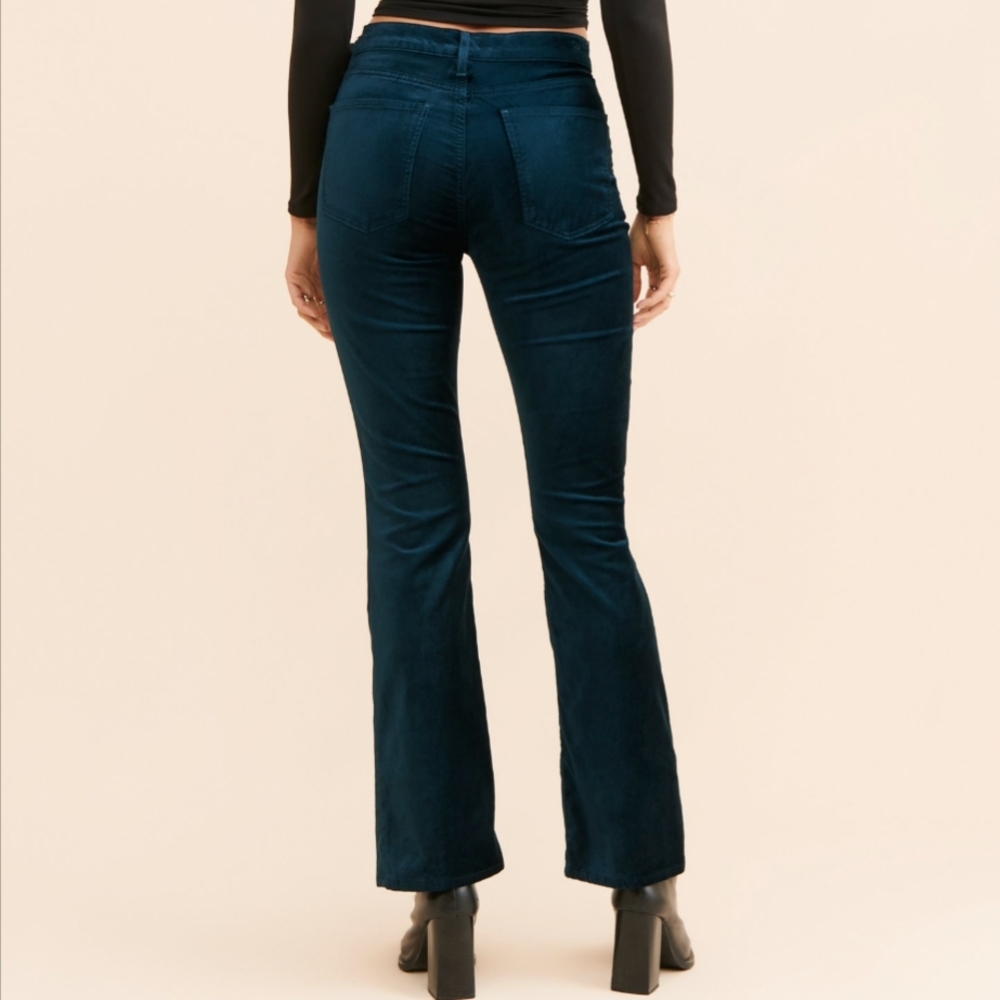 Dark Teal Flare Velvet Pants Size 29.